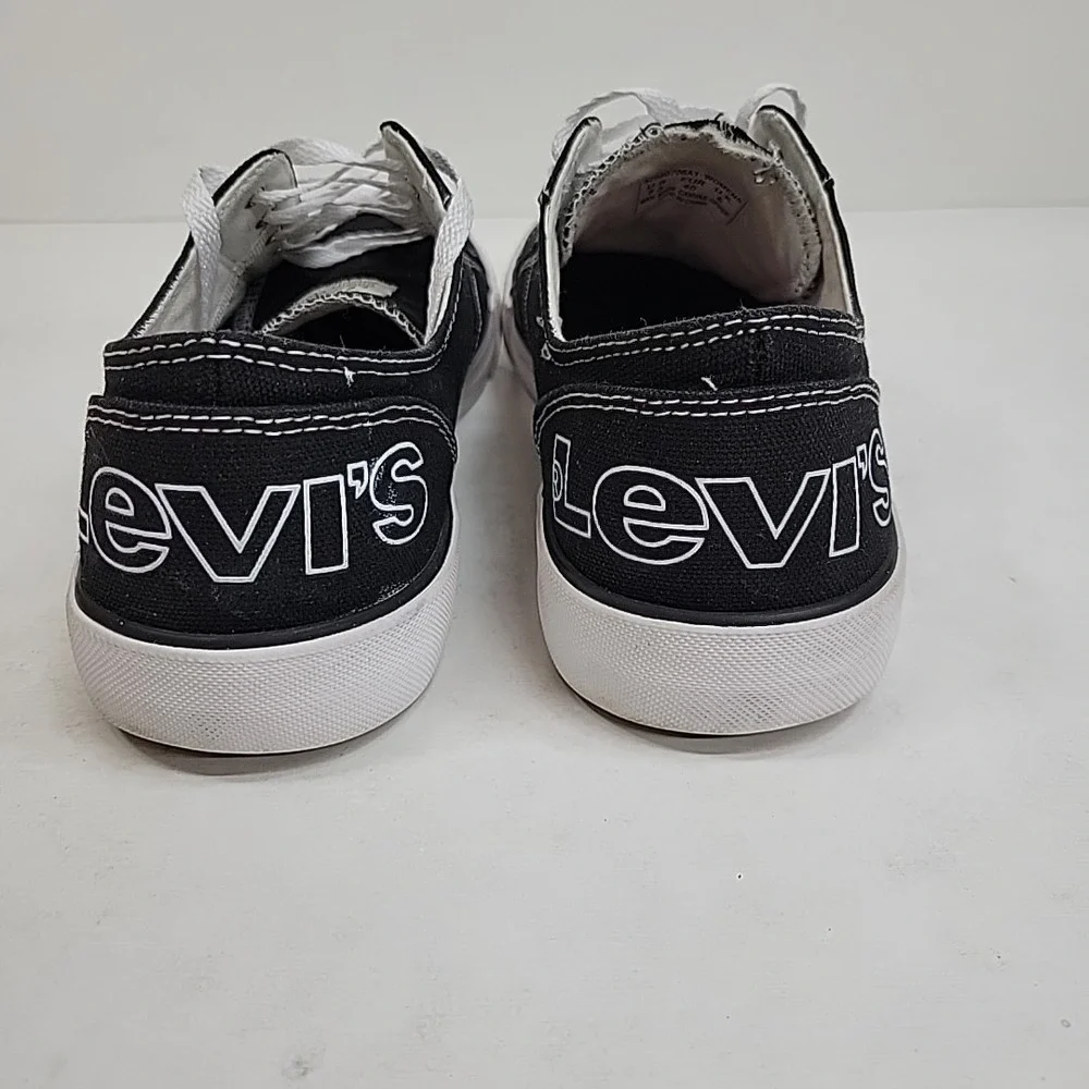 Levis Women's Size 8.5 Logo Sneakers Canvas Low-Top Shoes‎ Black/White